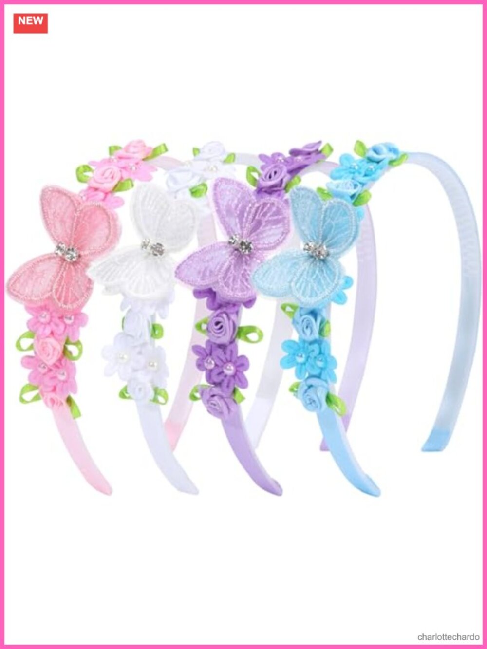 Butterfly Headbands for Girls Toddlers Kids 4PCS Plastic Silk Hair Accessories